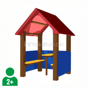 Kovový domček s lavičkami a stolíkom