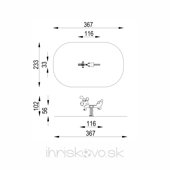 Pružinová hojdačka PSÍK HNEDÝ