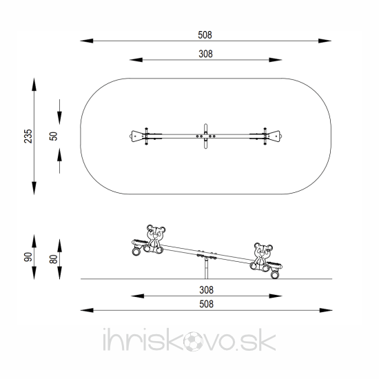 Váhadlová hojdačka dvojmiestna PSÍKY