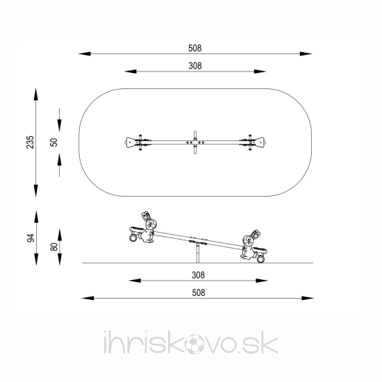Váhadlová hojdačka dvojmiestna ZAJAČIKY